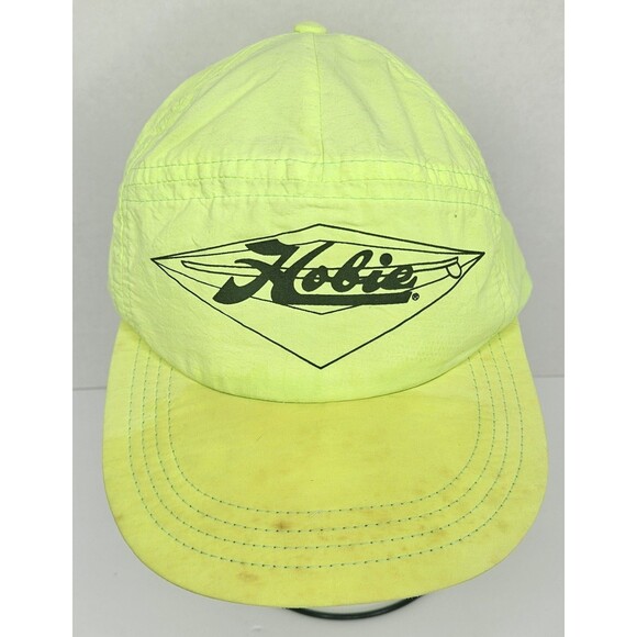 Hobie Vtg 80s Surf Hat Cap USA Made Snapback Painters Neon Stains On Brim - Picture 1 of 8